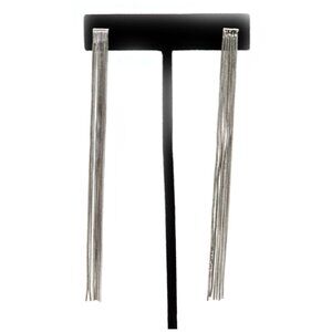 Silver Tone Long Fringe Earrings – Statement Linear Dangle Drop Shoulder Duster